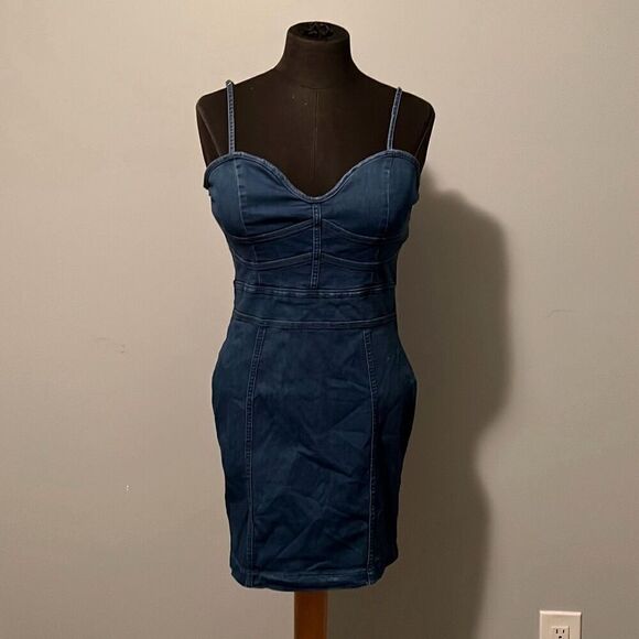 Windsor Women's Blue Denim Sleeveless Bodycon Mini Dress - Picture 1 of 8